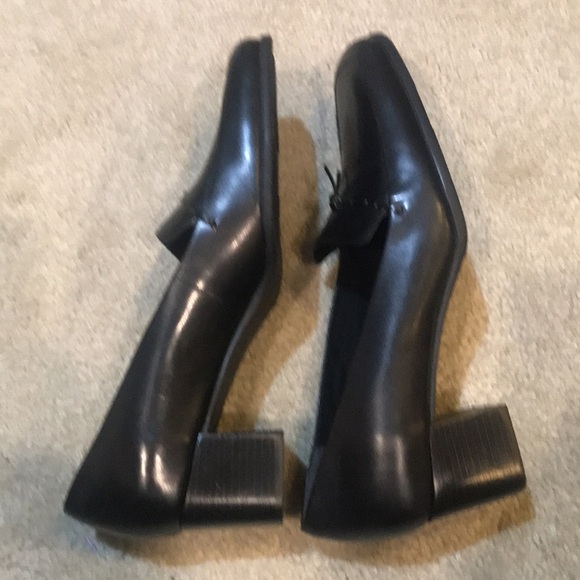 EASY SPIRIT Samurai Black Leather Block Heeled Tassel Loafers Slip On Shoe-10 - Picture 5 of 10